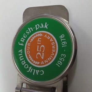 Vintage money clip from the 25th anniversary of California fresh-pak